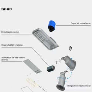 30w to 200w AC Power Photoelectric LED Die-casting Aluminum Street Light IP66 for Main Road or Parking